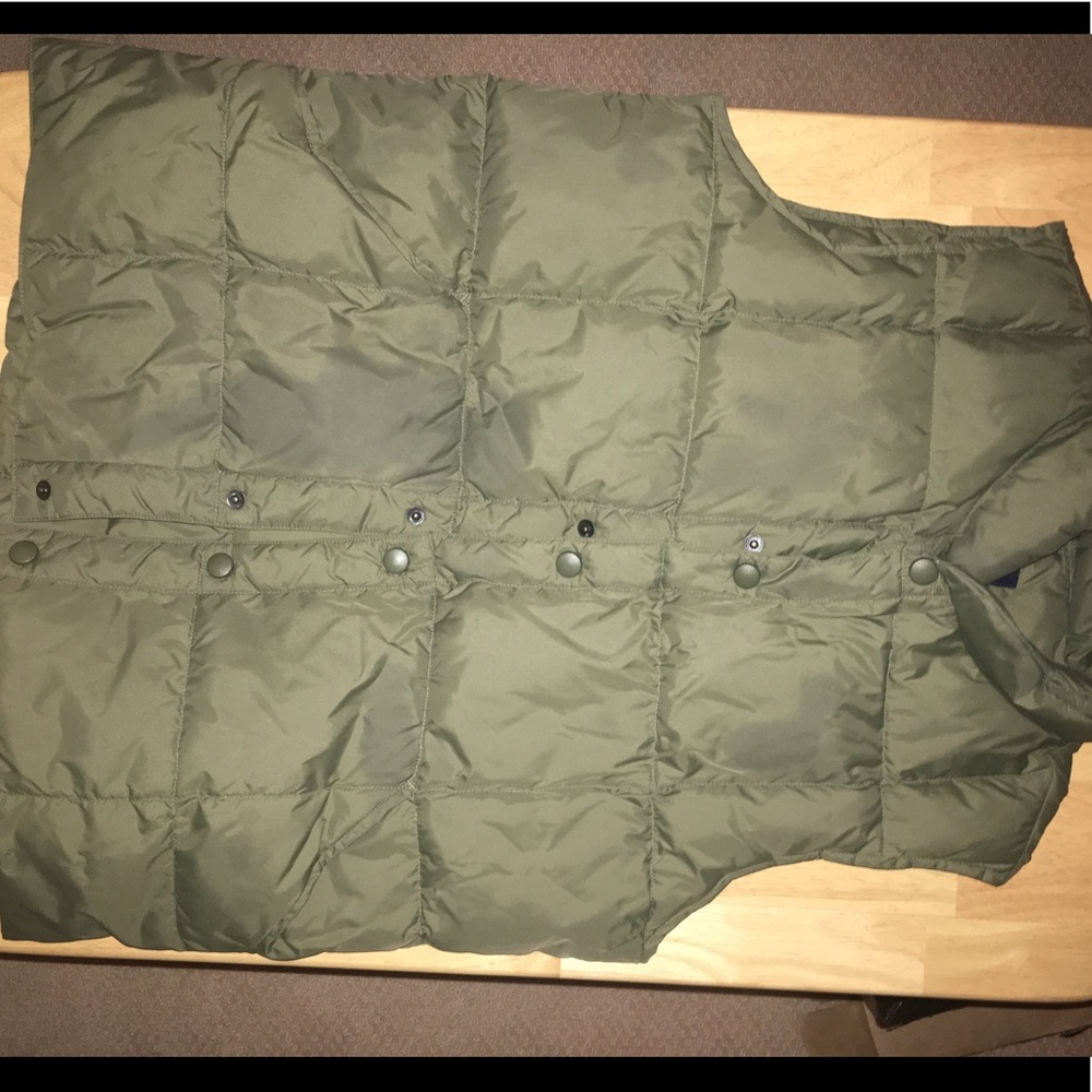olive green lands end puffer vest